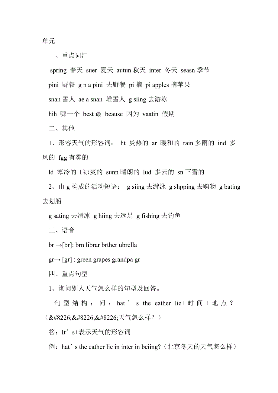 五年级英语下册期末复习知识点归纳（新版pep）_第3页