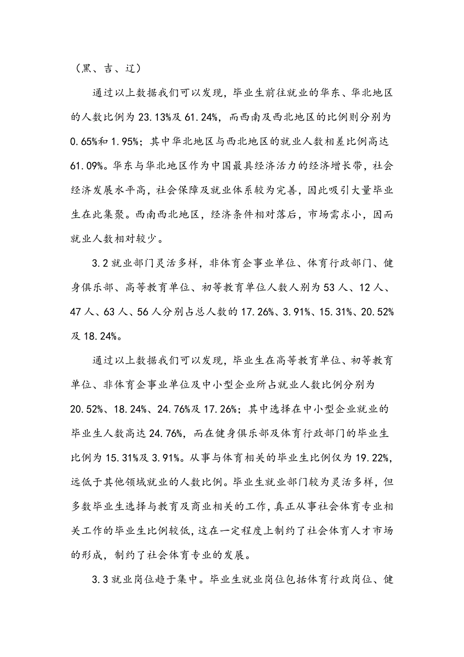 社会体育专业毕业生就业情况调查_第3页