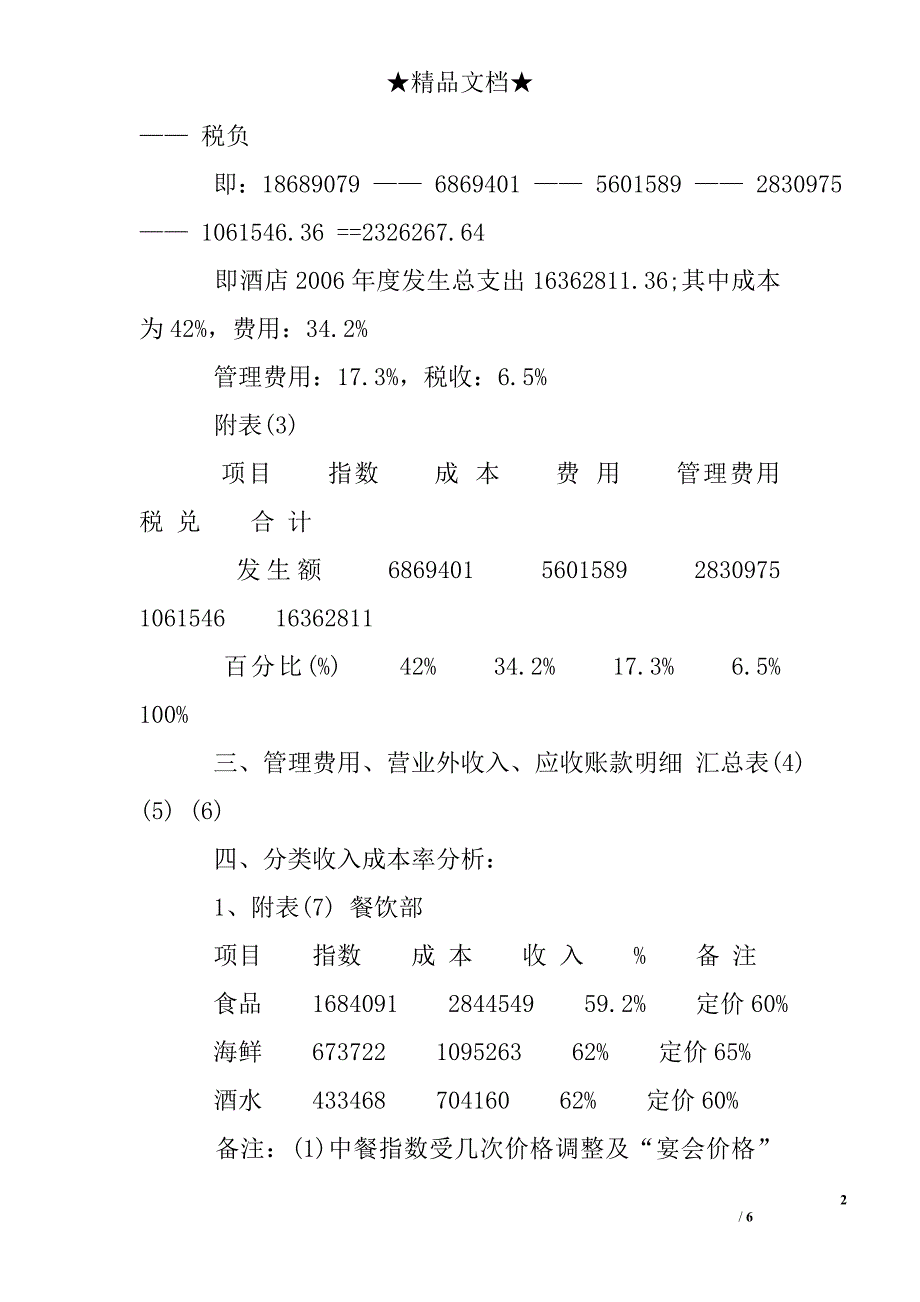 餐饮财务分析报告模板_第2页