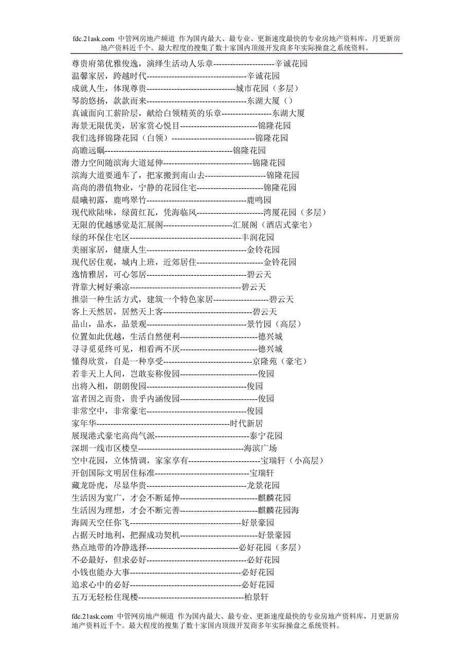 2007年度房地产经典广告语_第4页