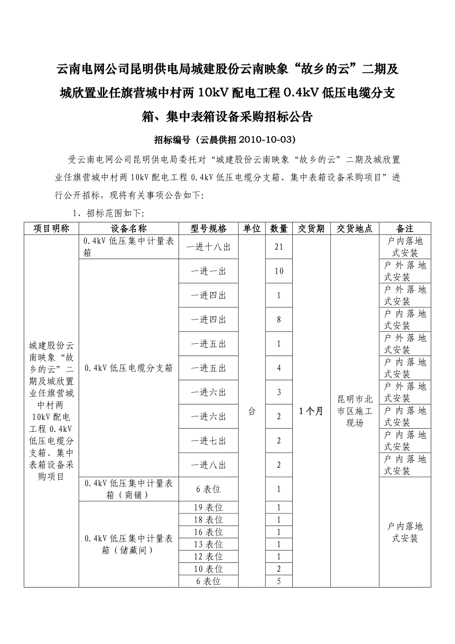 云南电网公司昆明供电局城建股份云南映象故乡的云二期_第1页