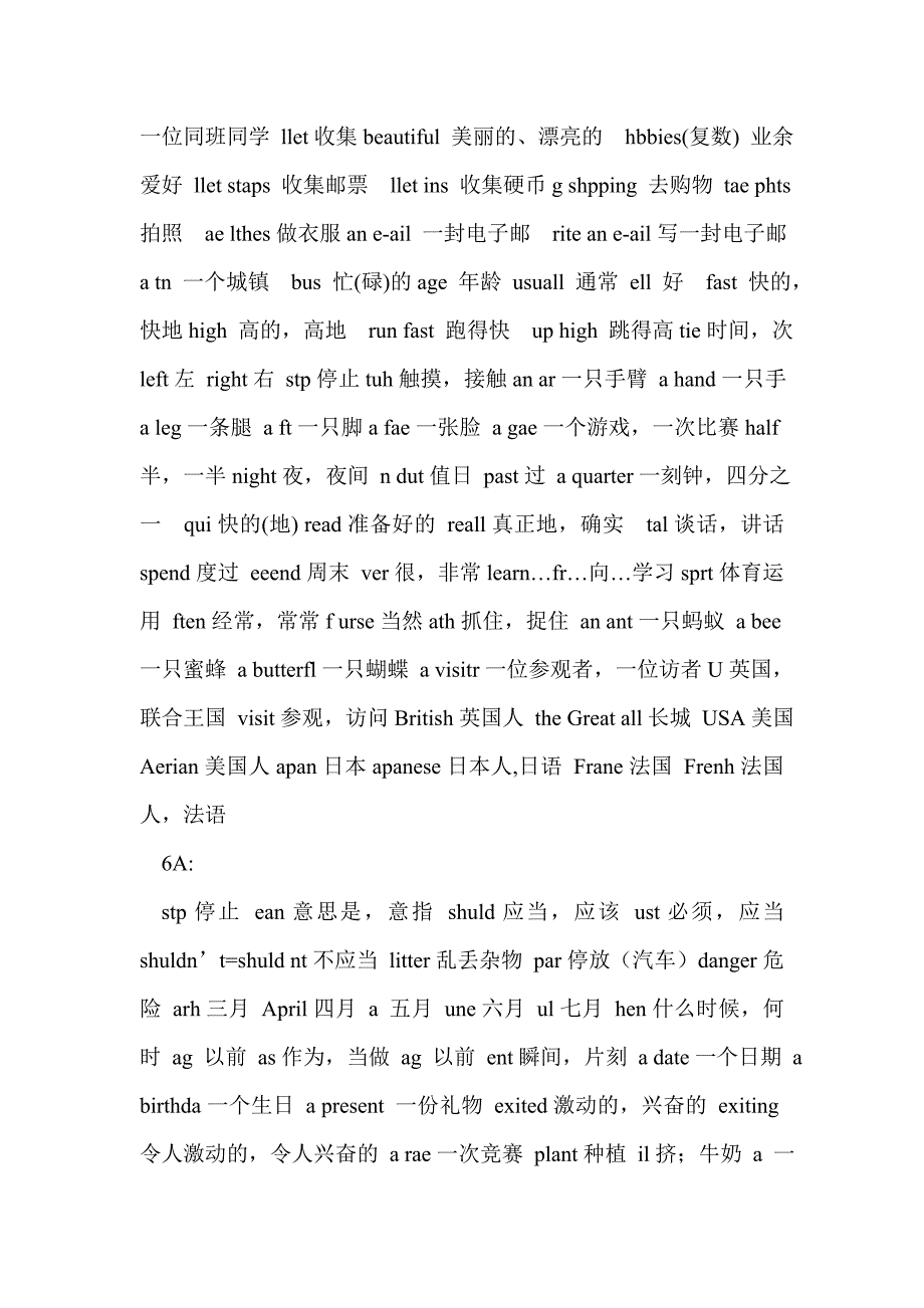 小学六年级英语词汇汇总教案牛津英语词汇汇总_第4页