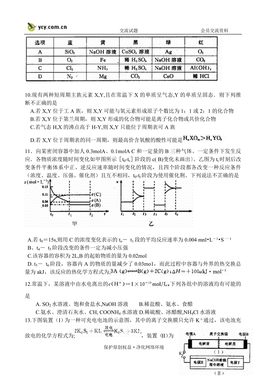 湖北省黄冈市2009年3月份高三年级质量检测--理综_第3页