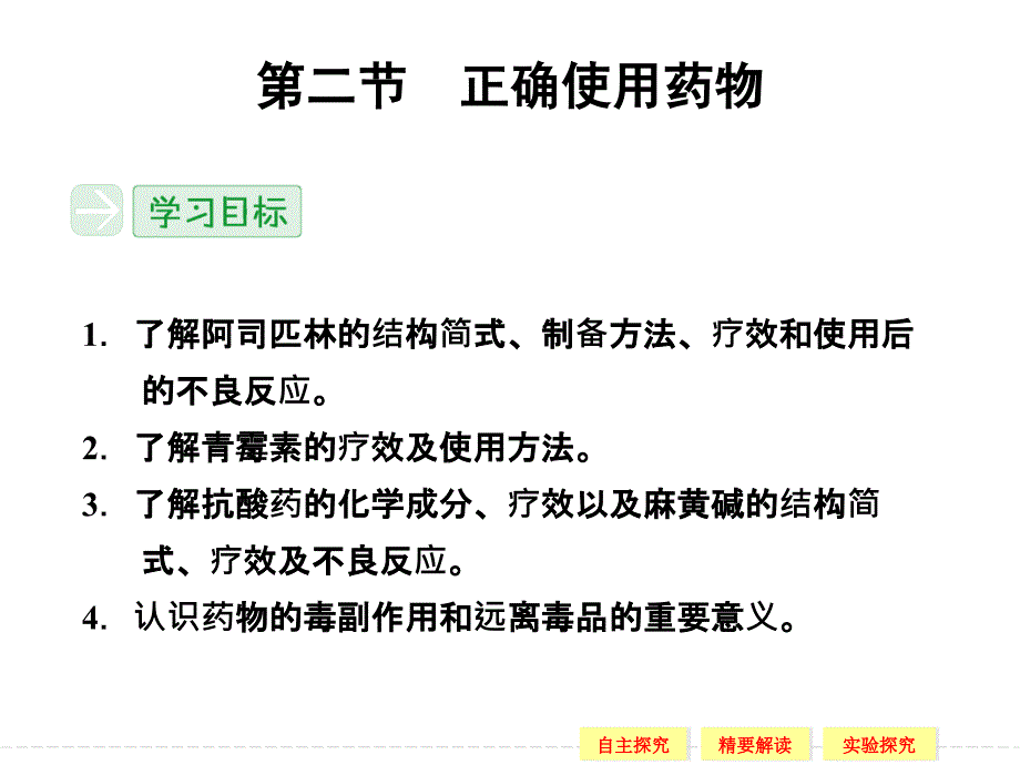 2014年高中化学同步精品课件：2.2 正确使用药物 课件(人教版选修1)_第1页