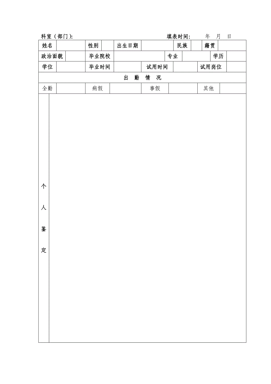 聘用工作人员试用期考核鉴定表_第2页