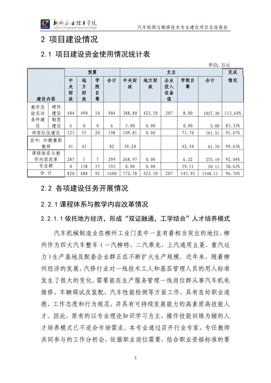 4.汽车检测与维修技术专业建设项目总结报告_第5页