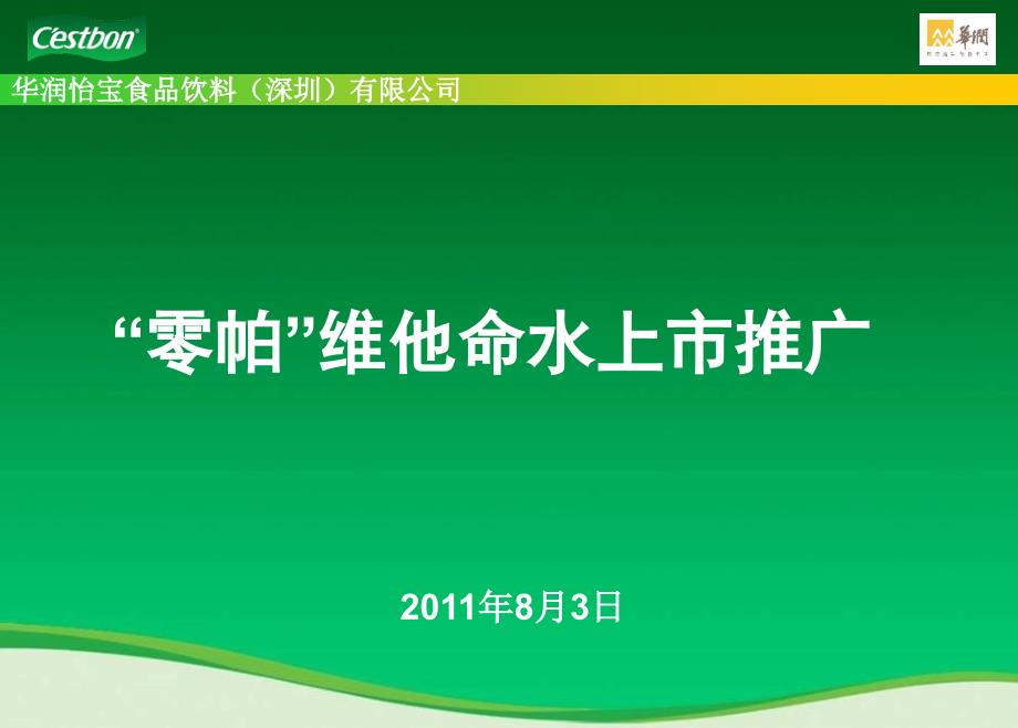 “零帕”维他命水上市计划规划_第1页