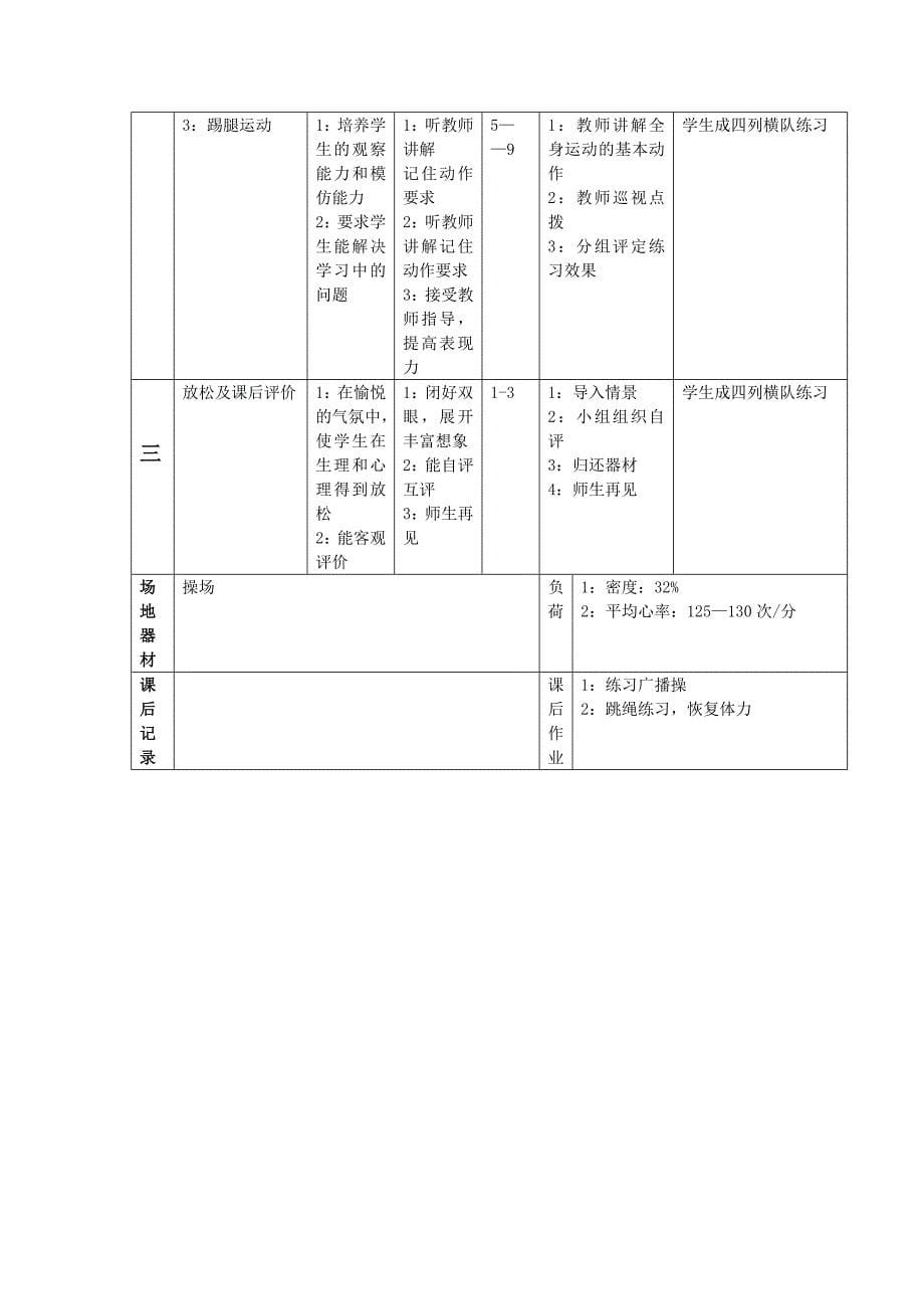 初二体育教案全套_第5页