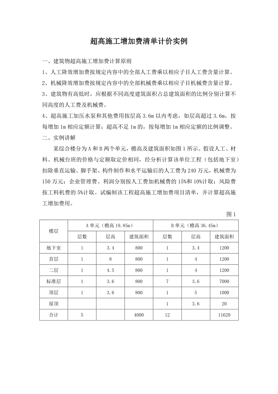 超高施工增加费清单计价实例_第1页