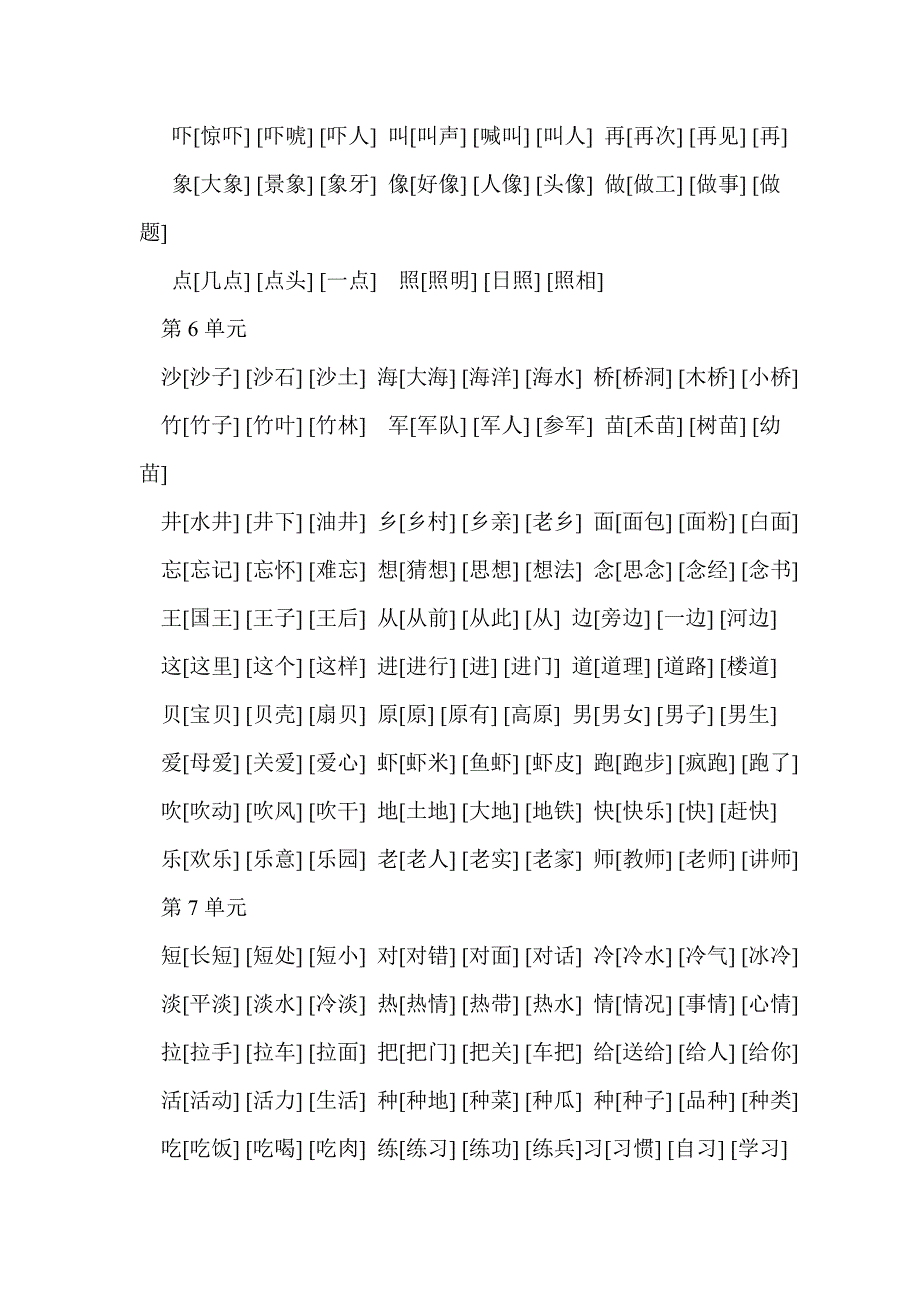 2017小学一年级语文下册词语分类整理_第4页