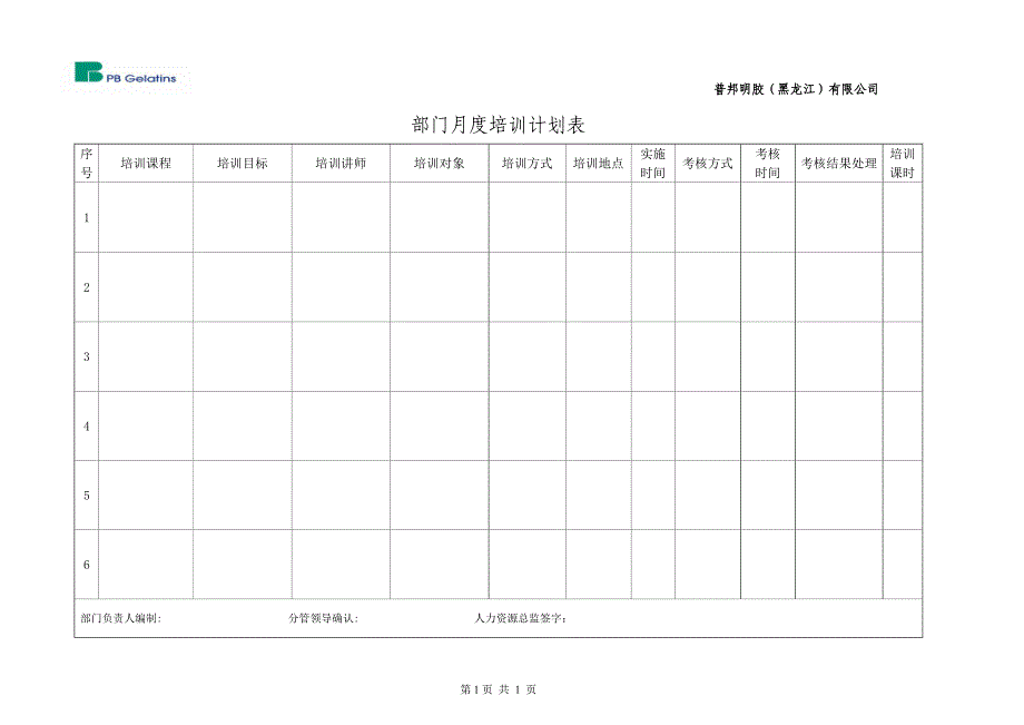 部门月度培训计划表_第1页