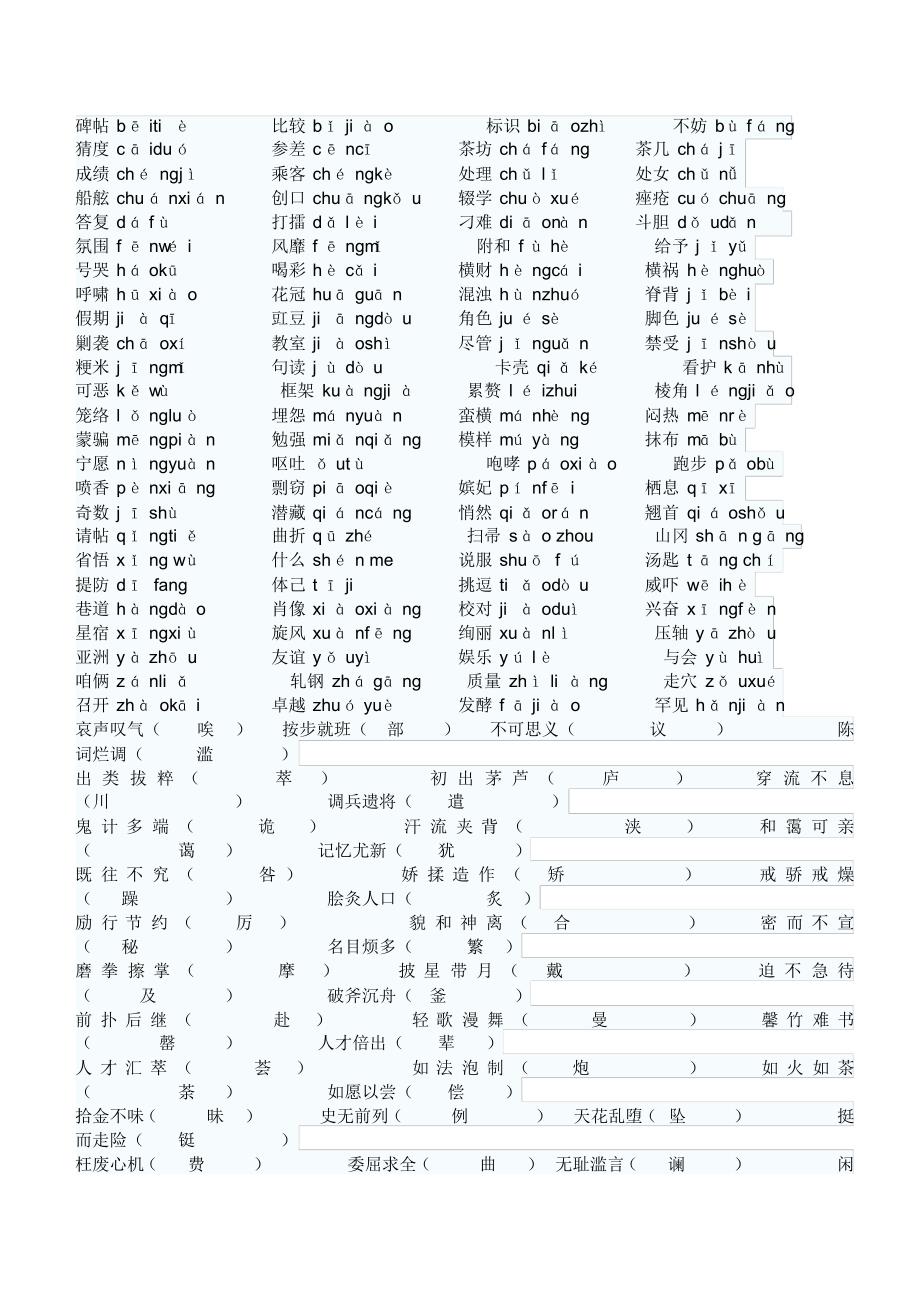 普通话考试常见字词_第1页