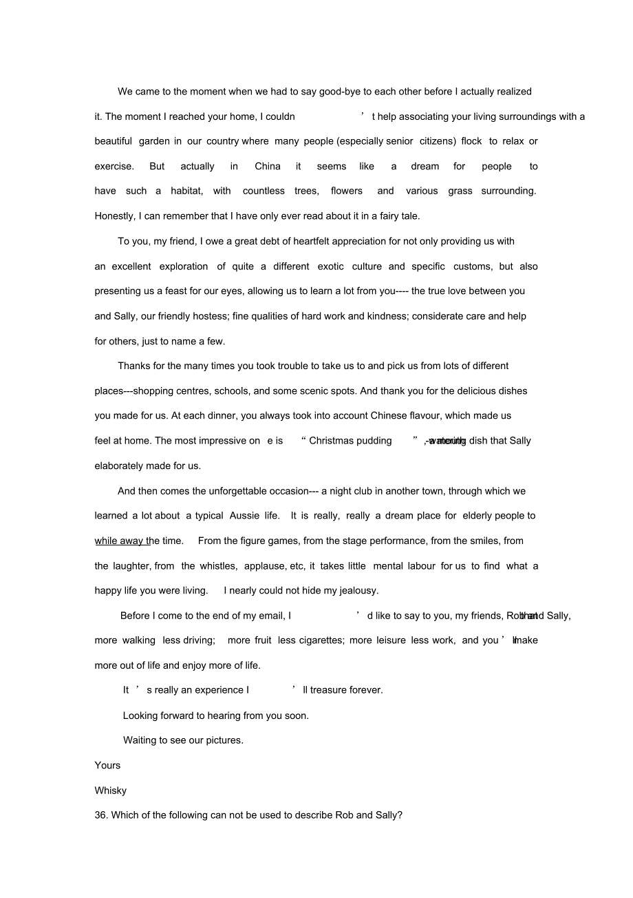 江苏省泰州市济川中学2014—2015学年高一下学期第一次月考英语试卷Word版含答案_第4页