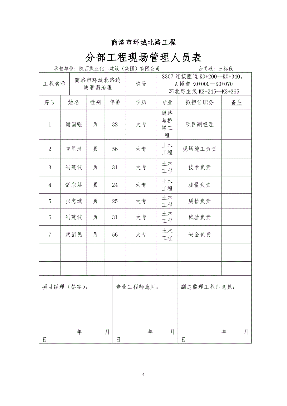 商洛市环城北路边坡滑塌治理开工报告_第4页