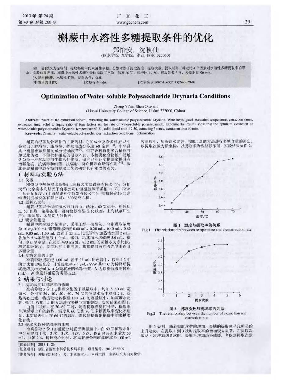 槲蕨中水溶性多糖提取条件的优化_第1页