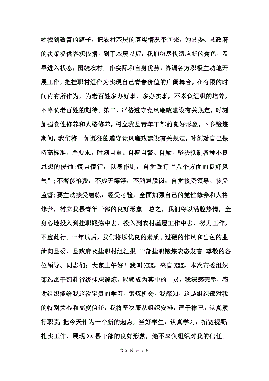 干部挂职锻炼表态发言_第2页