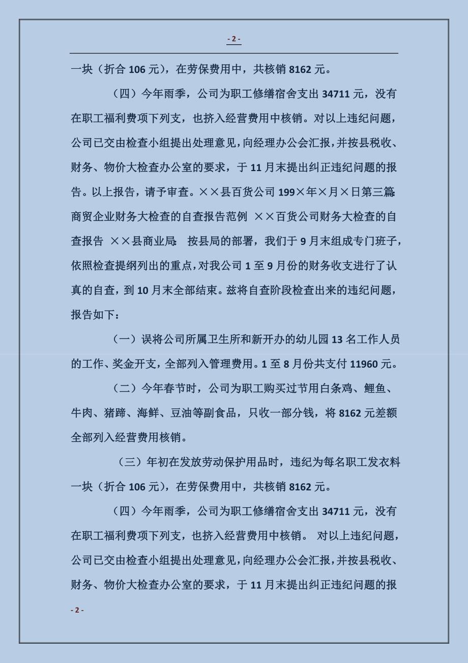 商贸企业财务大检查的自查报告_第2页