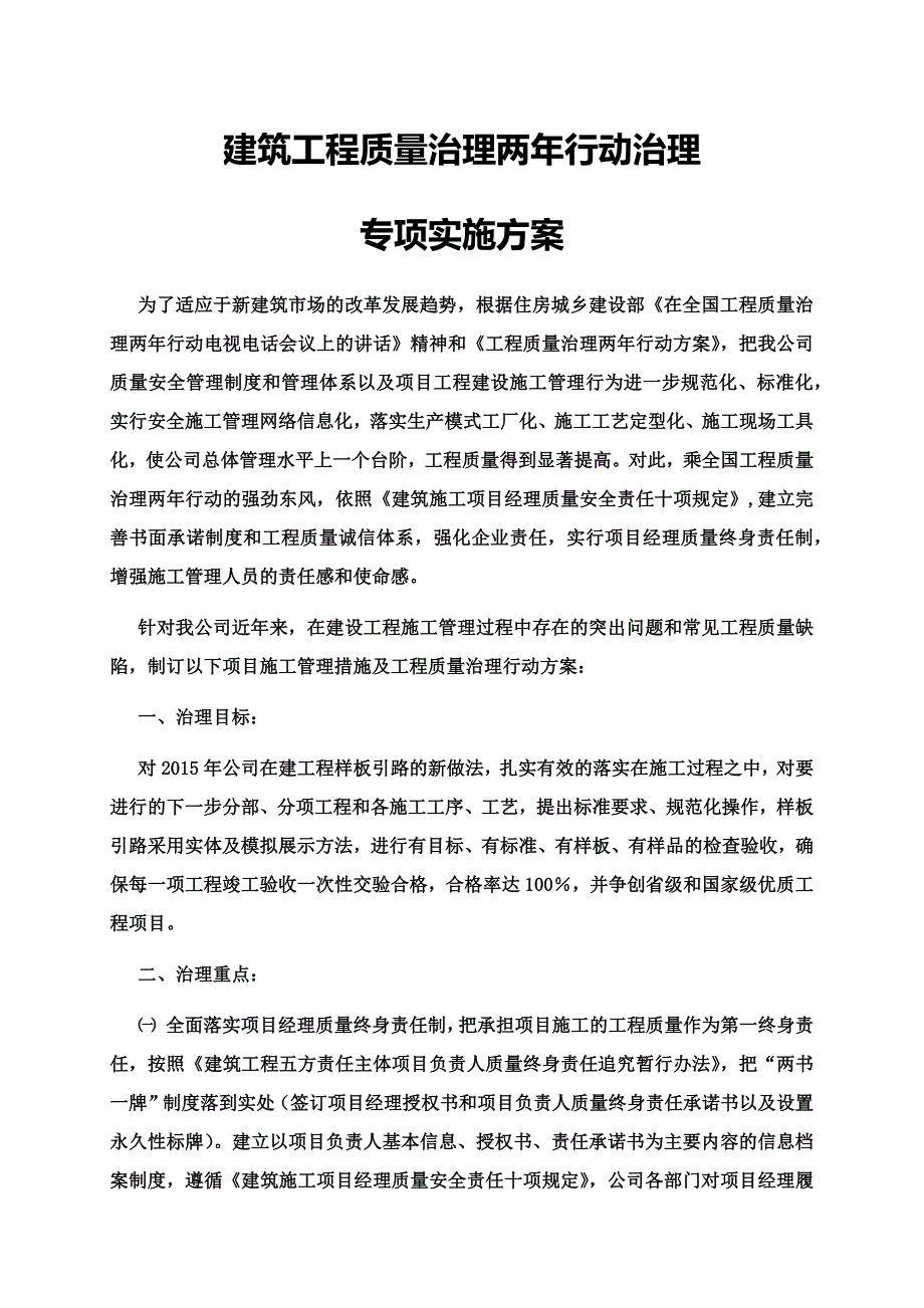 两年质量治理行动专项实施方案_第1页