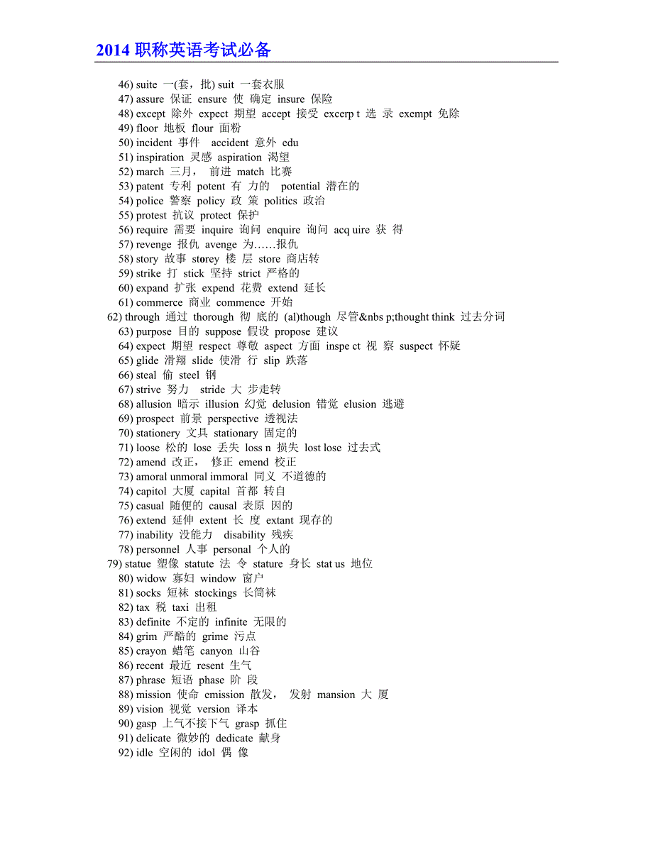 2014全国职称英语词汇(考试必看)_第2页