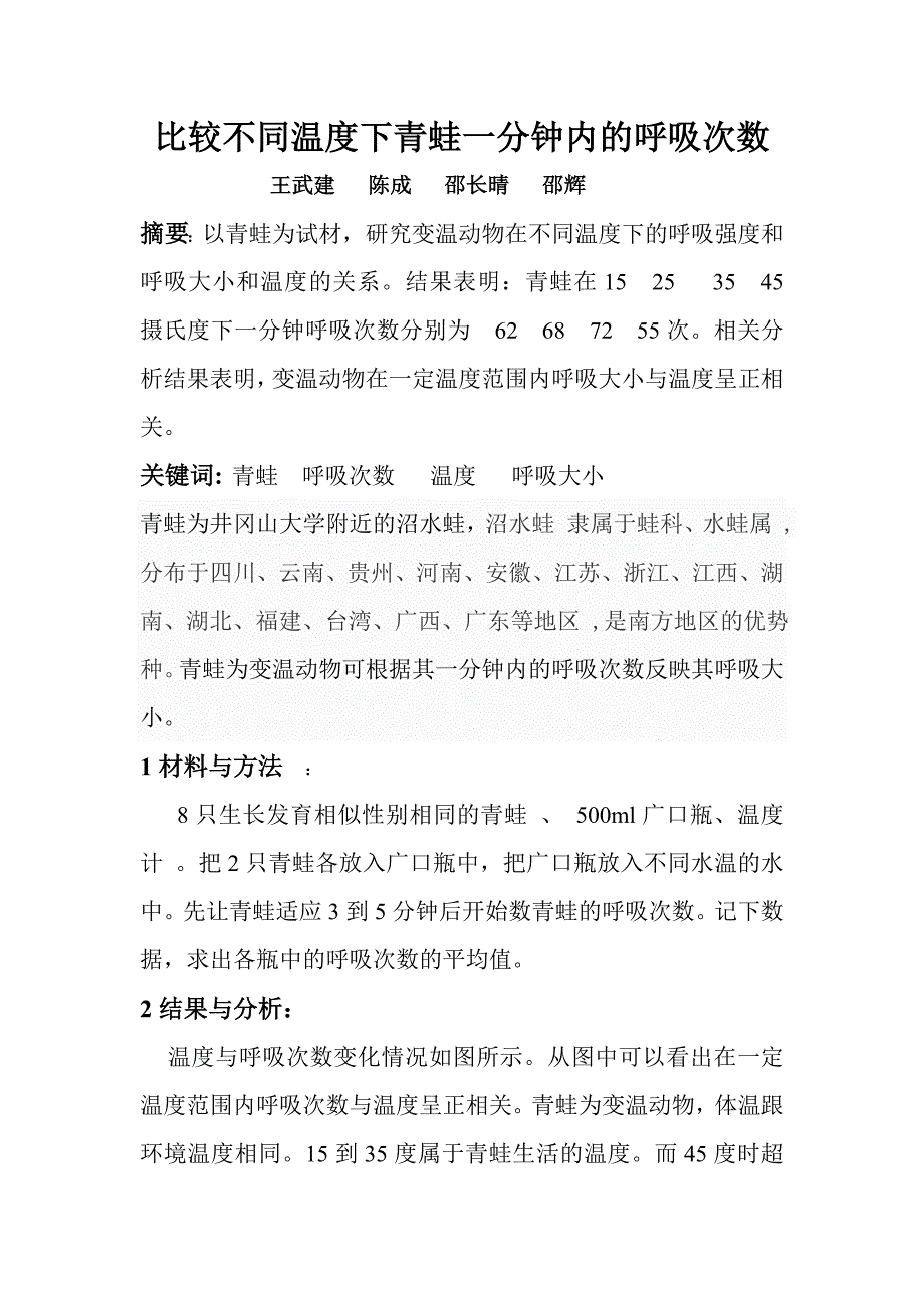 比较不同温度下青蛙一分钟内的呼吸次数_第1页