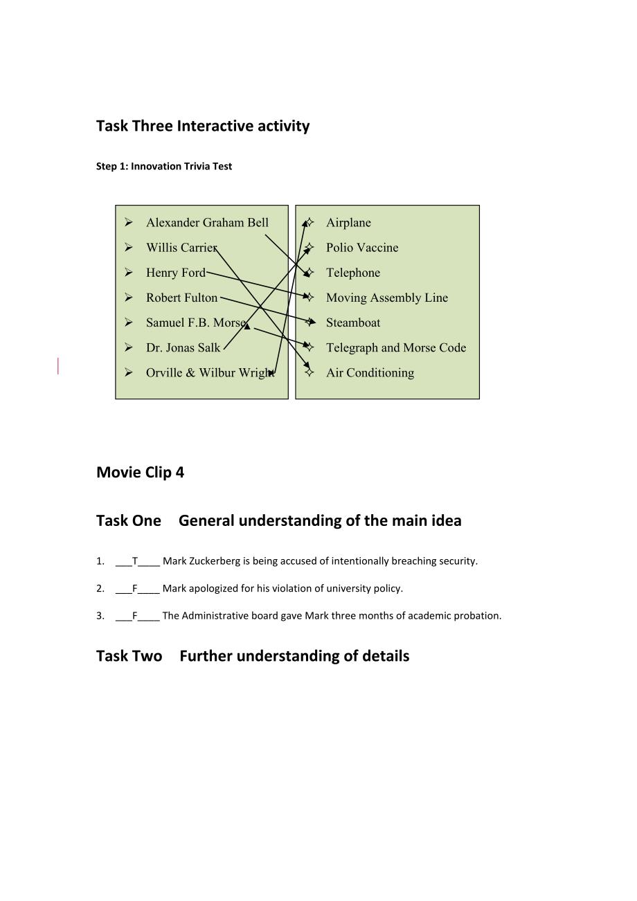 key to exercises (unit 6 the social network )_第3页