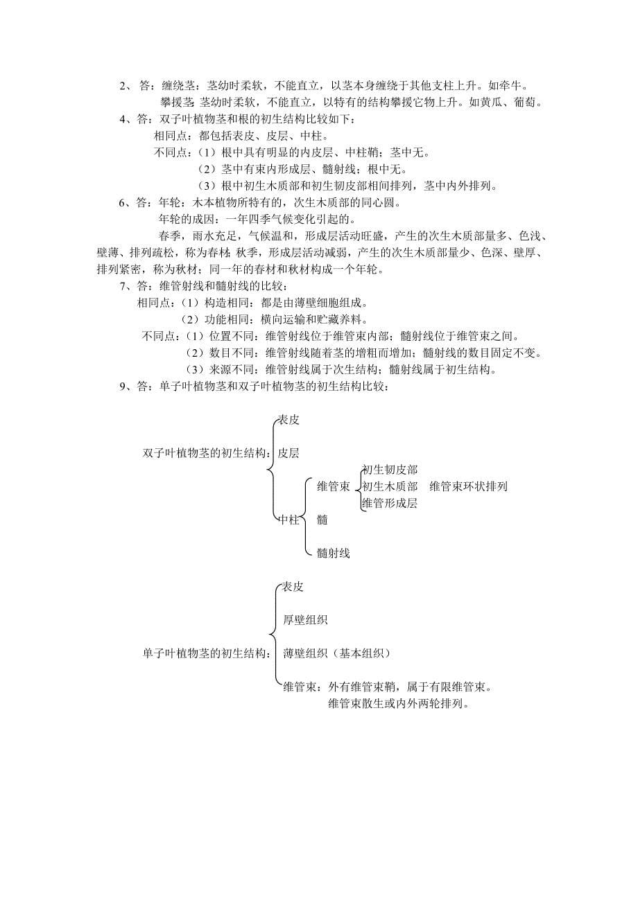 植物学形成性考核册四次作业参考答案_第5页