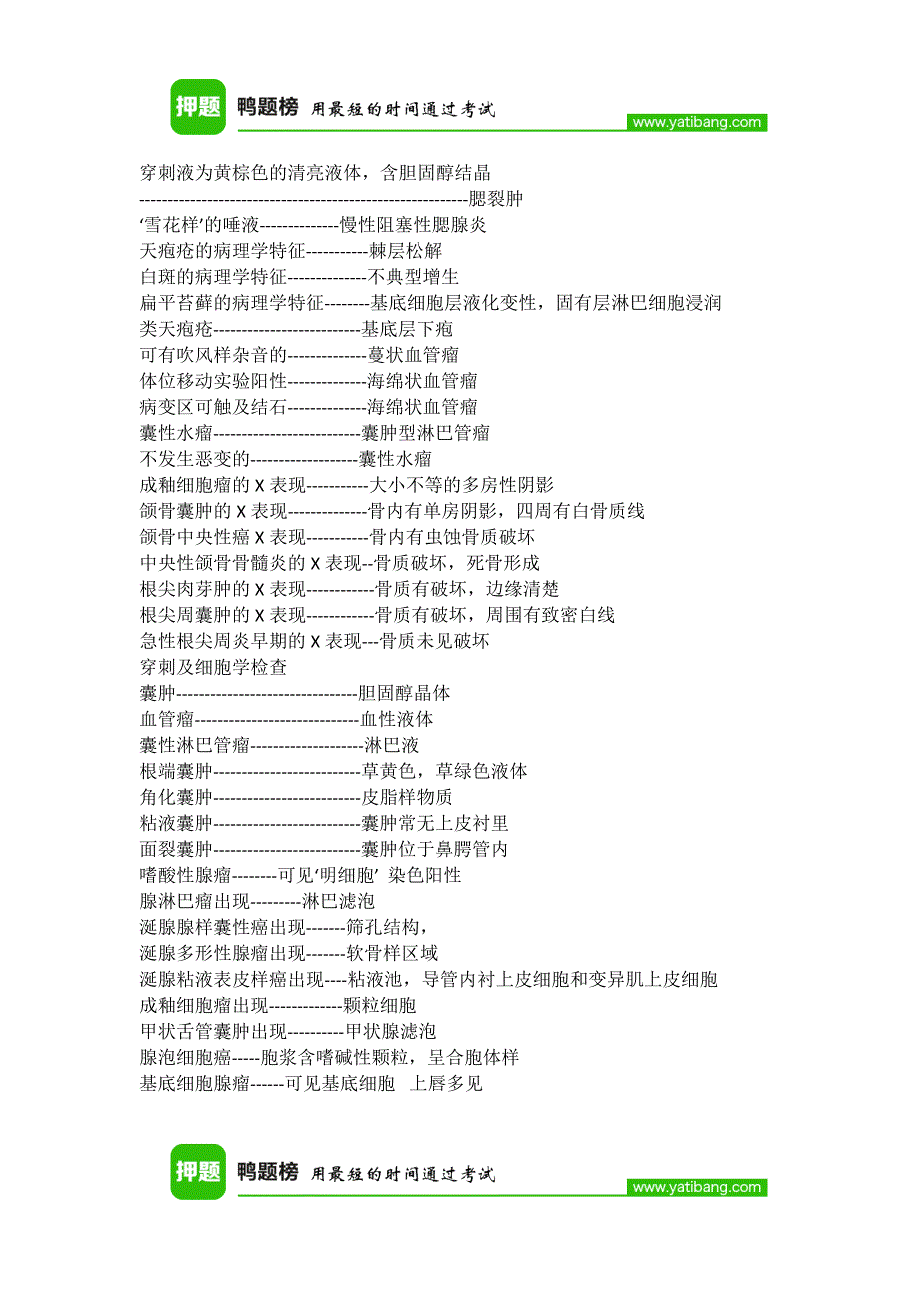 鸭题榜口腔执业医师复习口诀_第2页