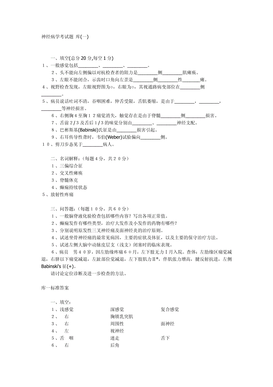 神经病学考试题(共二十一库)_第1页