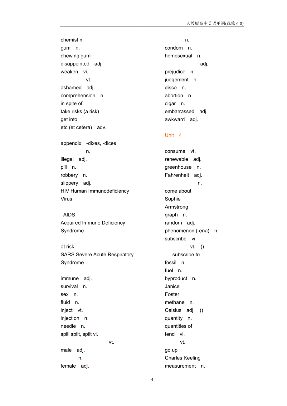 人教版高中英语单词选修6-8_第4页