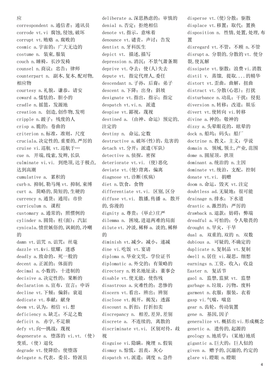 2015-2016最新英语六级词汇(整理版可打印)_第4页