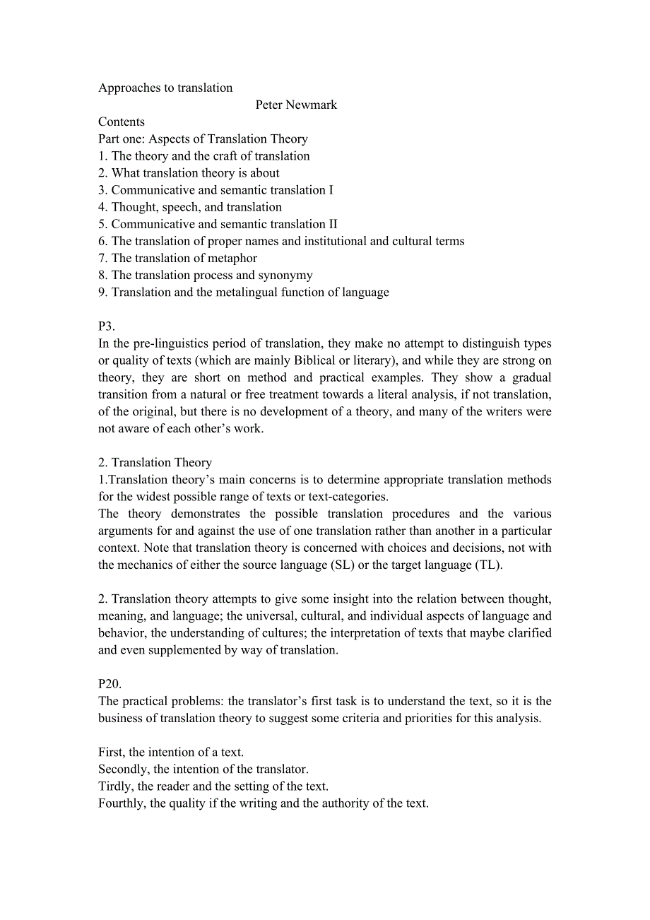 approaches to translation  peter newmark 翻译方法_第1页
