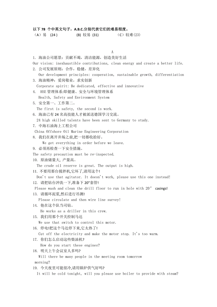 中国海洋石油总公司技师高级技师评审英语公开题-2016_第1页