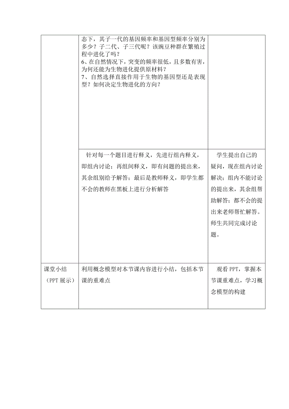 现代生物进化理论一轮复习教学设计_第4页