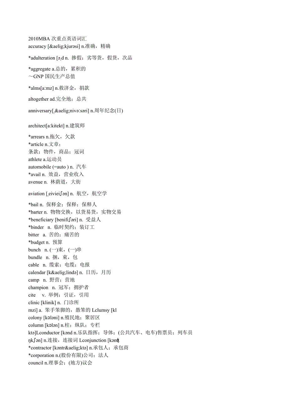 2012年考研-历年次重点英语词汇综合_第1页