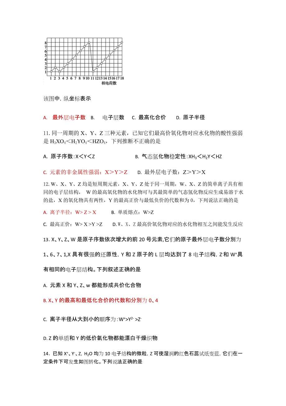 2016-2017学年下学期高一化学期中考试题及参考答案_第4页