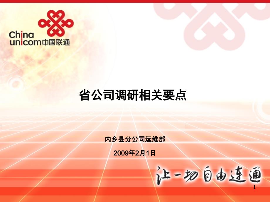 中国联通省公司调研相关要点_第1页