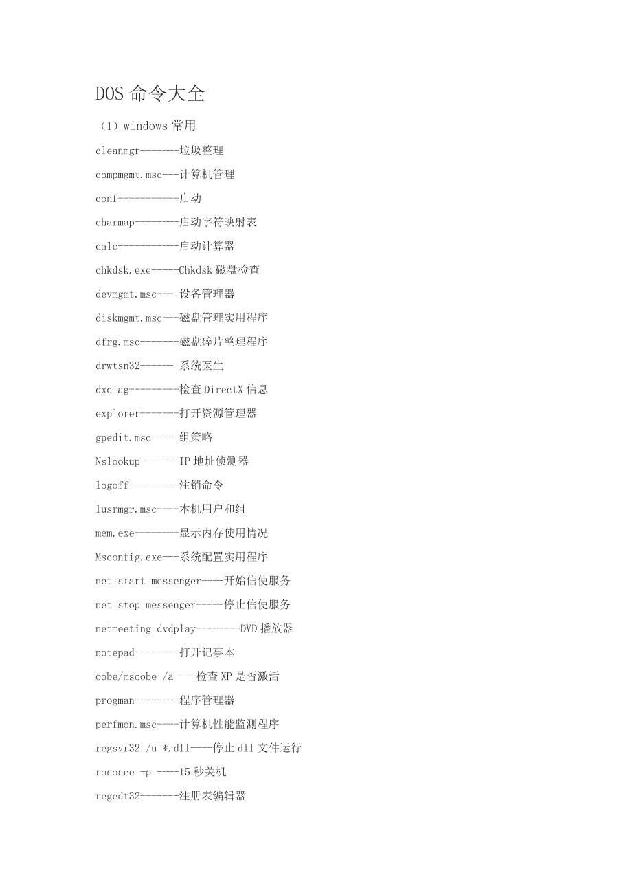 dos命令大全所有的都包括了_第1页