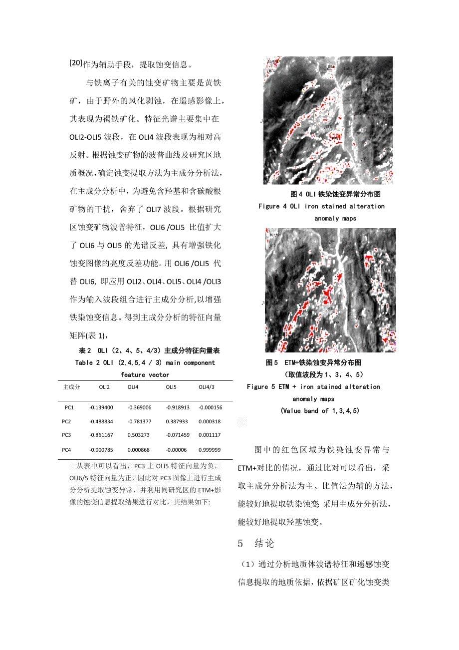 landsat8 oli遥感影像的组合分析法对铁染蚀变的提取研究_第5页