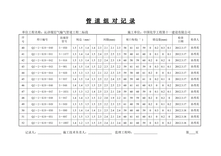 管 道 组 对 记 录_第4页