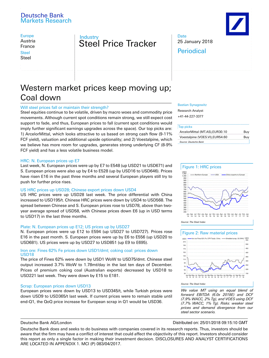 德银-全球-钢材市场-钢材价格追踪：西部市场价格持续上涨；煤价下跌_第1页