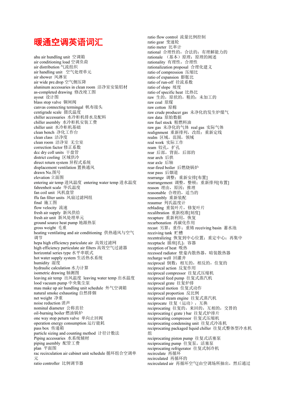 暖通空调专业英语汇总_第1页