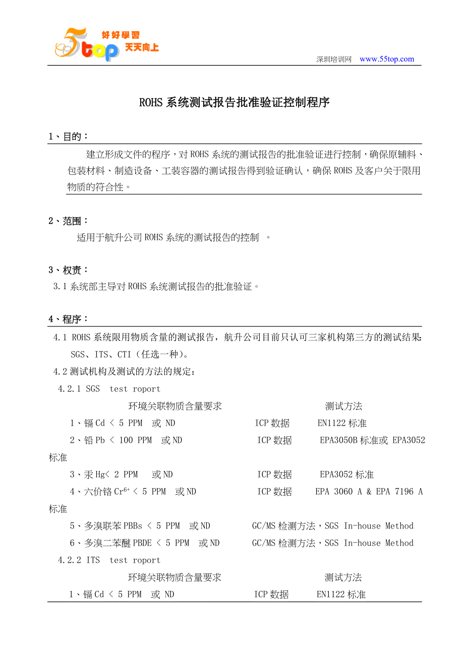 ROHS系统测试报告批准验证控制程序_第2页