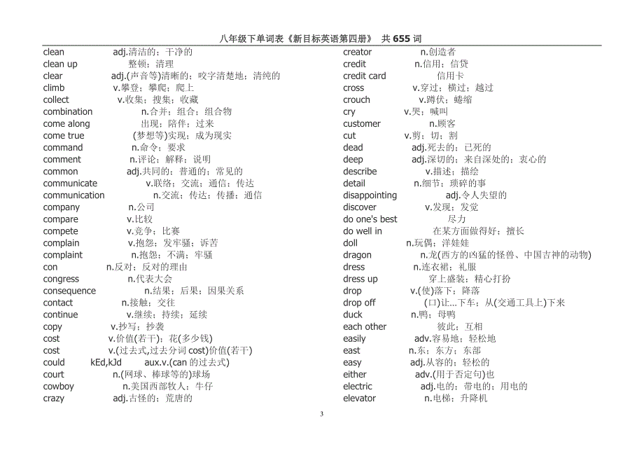 人教版八年级下单词表_第3页