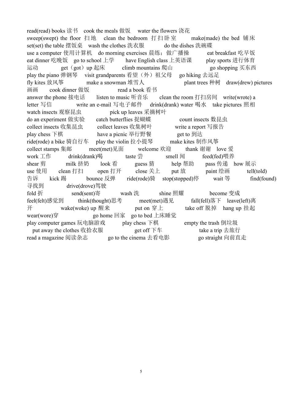 pep小学英语总复习单词归类表打印_第5页