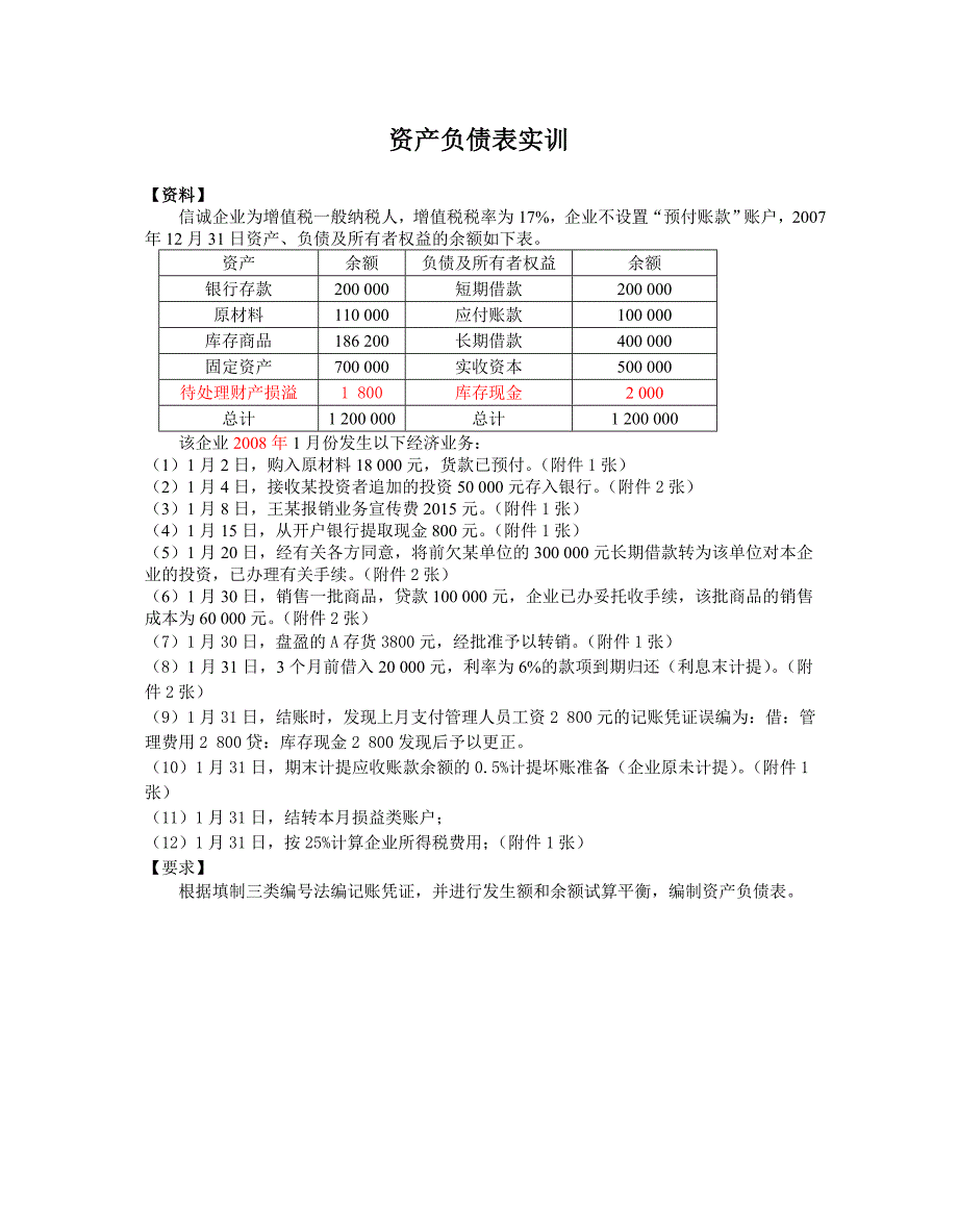 资产负债表实训_第1页