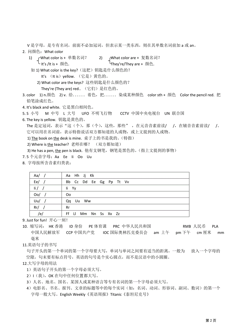 人教版英语+七年级上册各单元知识点详解_第2页