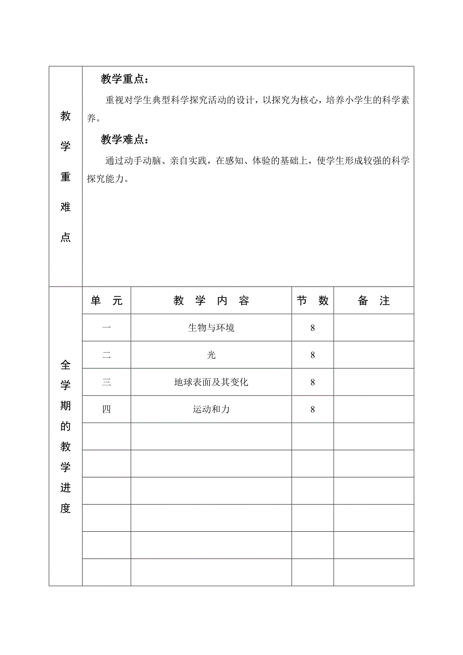 新版教科版五年级上期科学全册教学计划及各单元计划_第3页