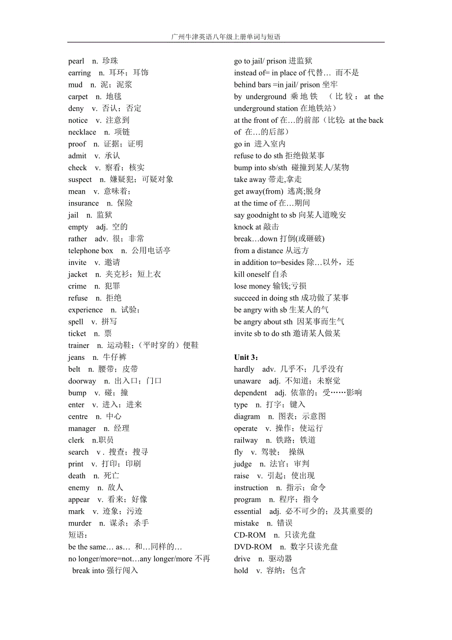 广州牛津版八年级英语上册单词与短语_第2页