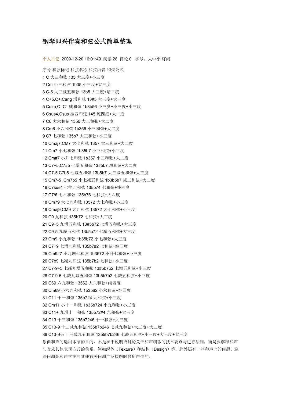 钢琴即兴伴奏和弦公式简单整理_第1页