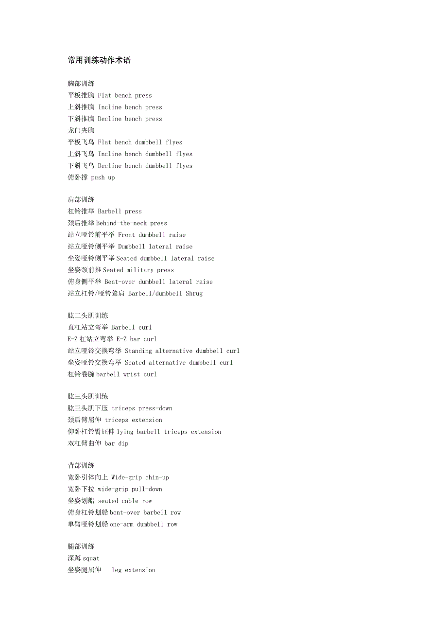 健身会所标准用语中英文_第1页